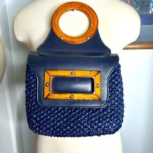 Vintage Raffia/Wood Purse